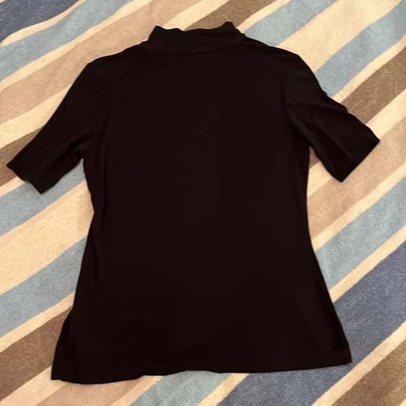 Tahari Black Stretch Mock Turtleneck short sleeve Top - Picture 4 of 5
